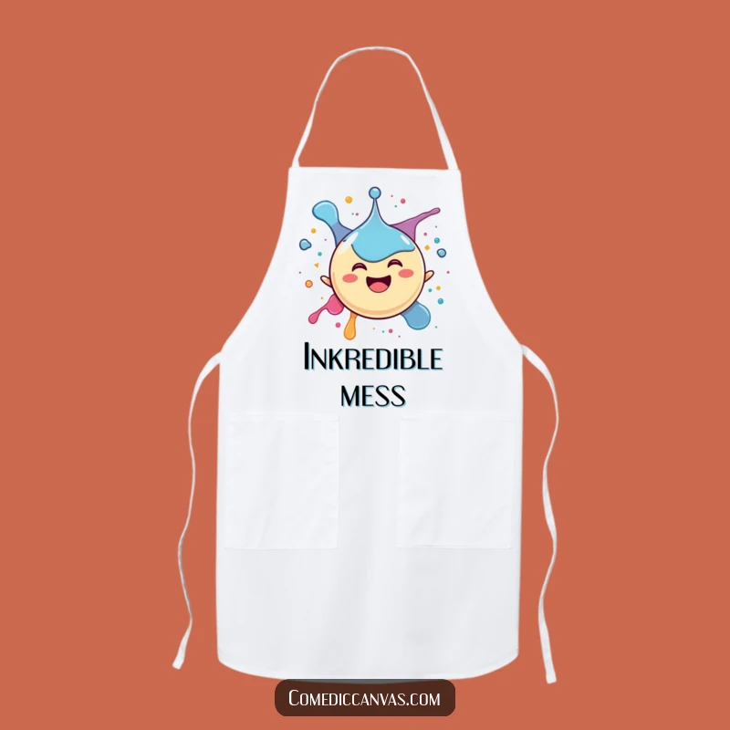 Funny Ink Splat Apron: Chef's Happy Drop Character's Joyous Funny Gear