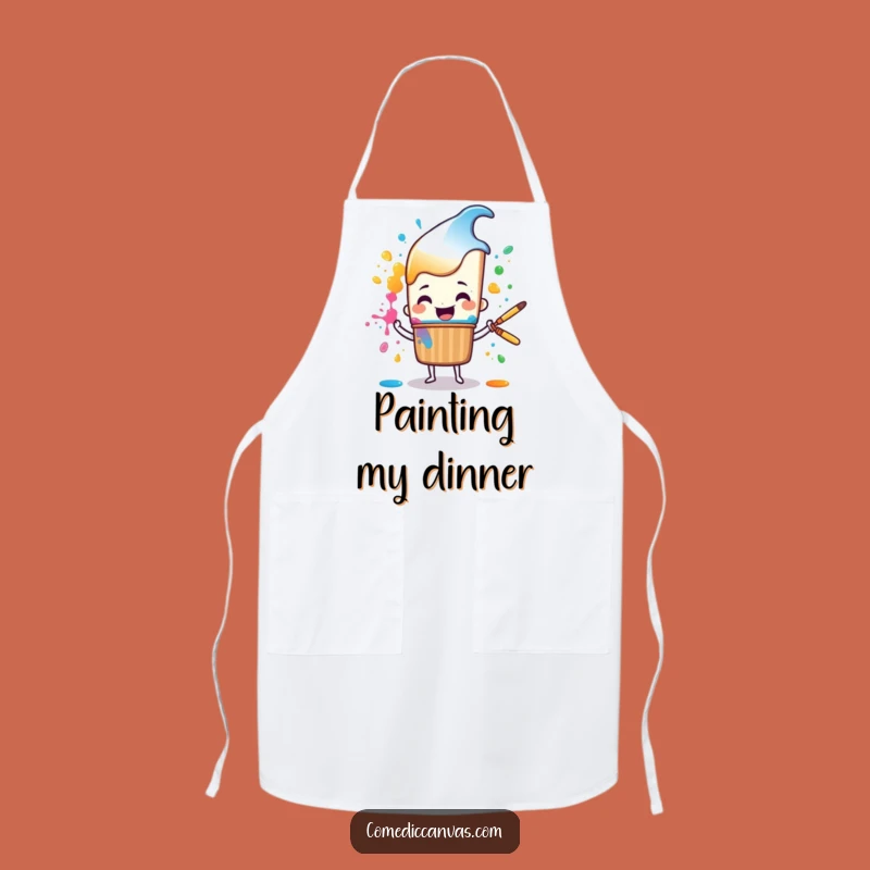 Funny Paint Splatter Apron - Cheerful Brush Character Kitchen Wear