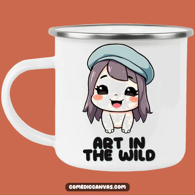 Funny Beret Grin Camping Mug: Artistic Outdoor Fun, Perfect Funny Gift