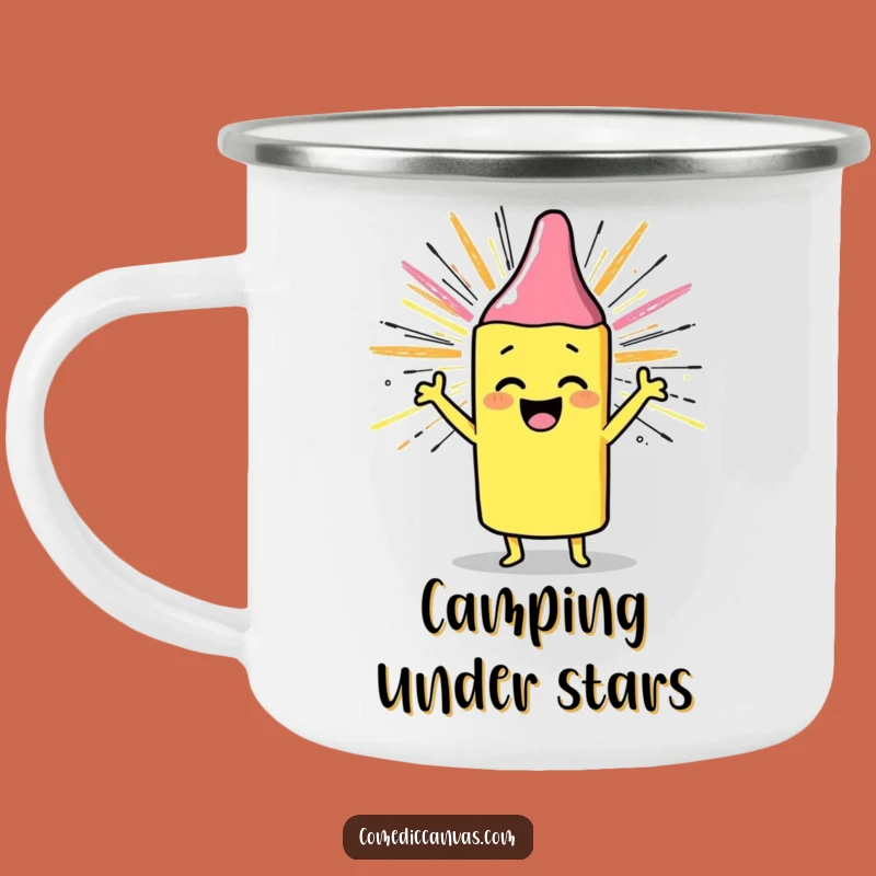 Funny Crayon Camping Mug: Joyful Sunburst for Outdoor Art