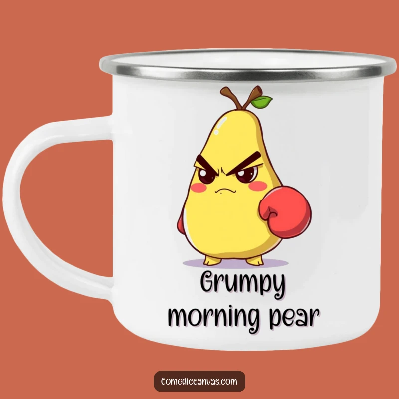 Funny Grumpy Pear Boxer Camp Mug: Rugged Humor for the Outdoors