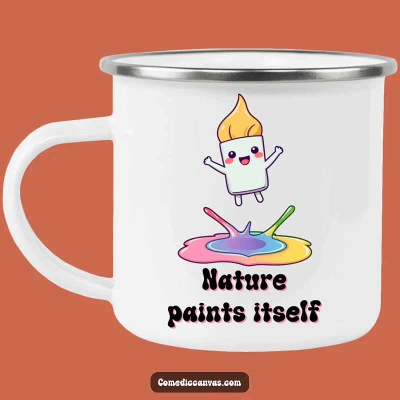 Funny Joyful Paintbrush Camping Mug - Hilarious Art Gift