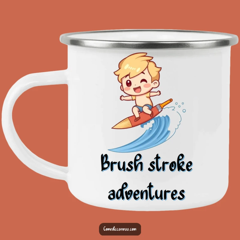 Funny Paintbrush Surfer Camp Mug - Hilarious Outdoor Companion for Artists