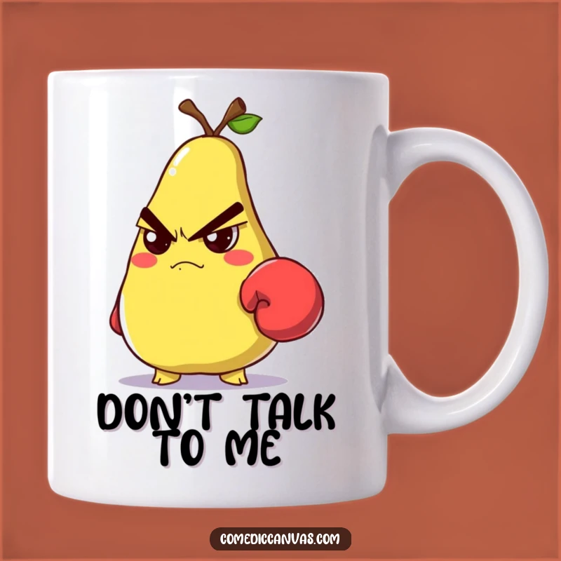 Funny Grumpy Pear Boxing Mug: Hilarious Gift for Tough Guys and Fruit Fans