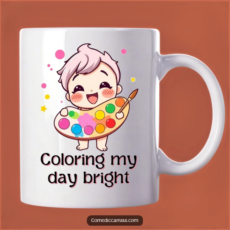 Funny Giggling Paint Palette Mug - Cheerful Colors Gift for Happy Artists