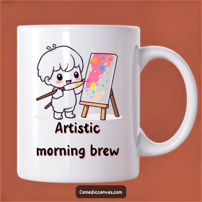 Funny Kawaii Painter Mug: Artistic Fun, Cute & Comical Funny Gift