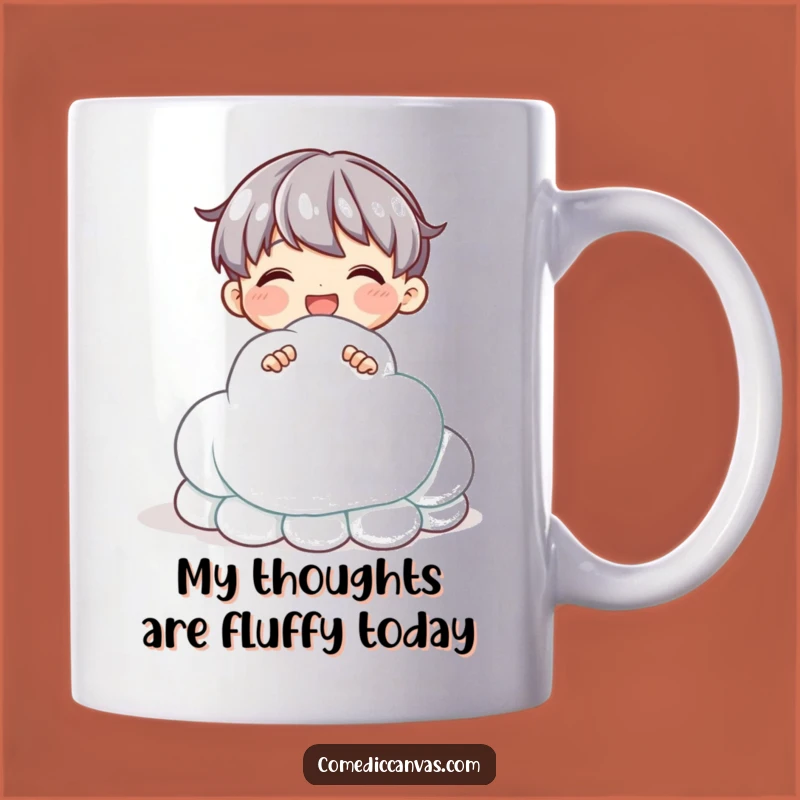 Funny Cloud Sculpting Mug: A Delighted Character's Artistic Gift