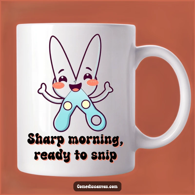 Funny Scissors Star Cutting Mug: A Cheerful Character Gift for Crafters and Fun Lovers