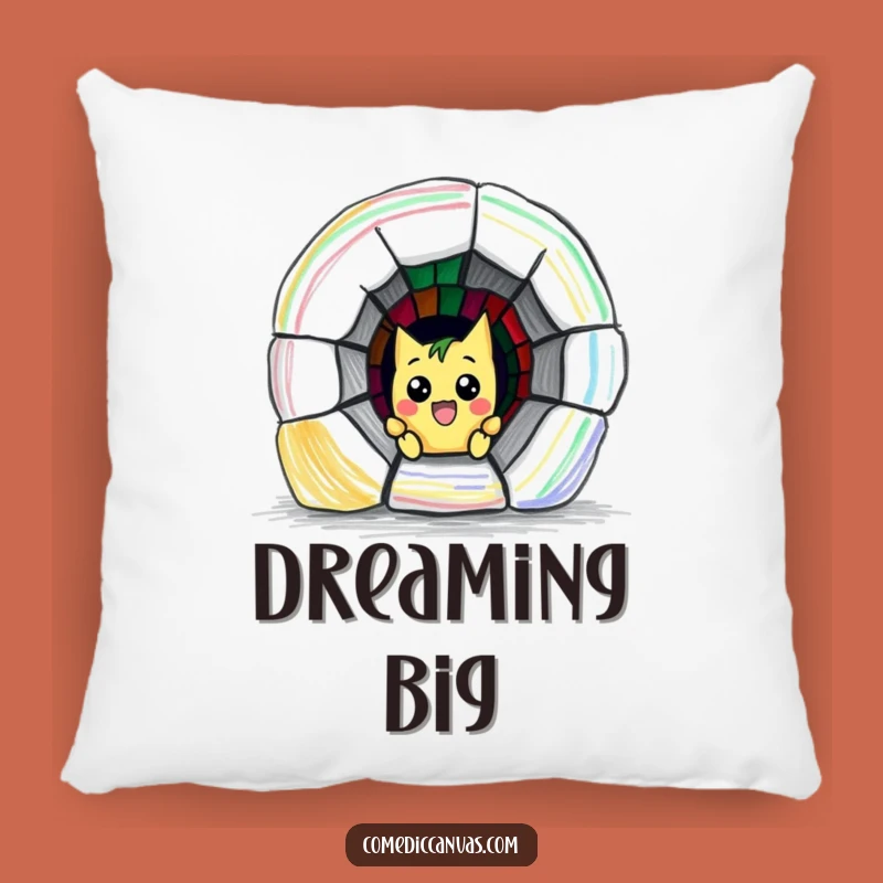 Funny Crayon Escape Pillow: Cozy Mischief Artist Drawing Funny Tunnel Comfort