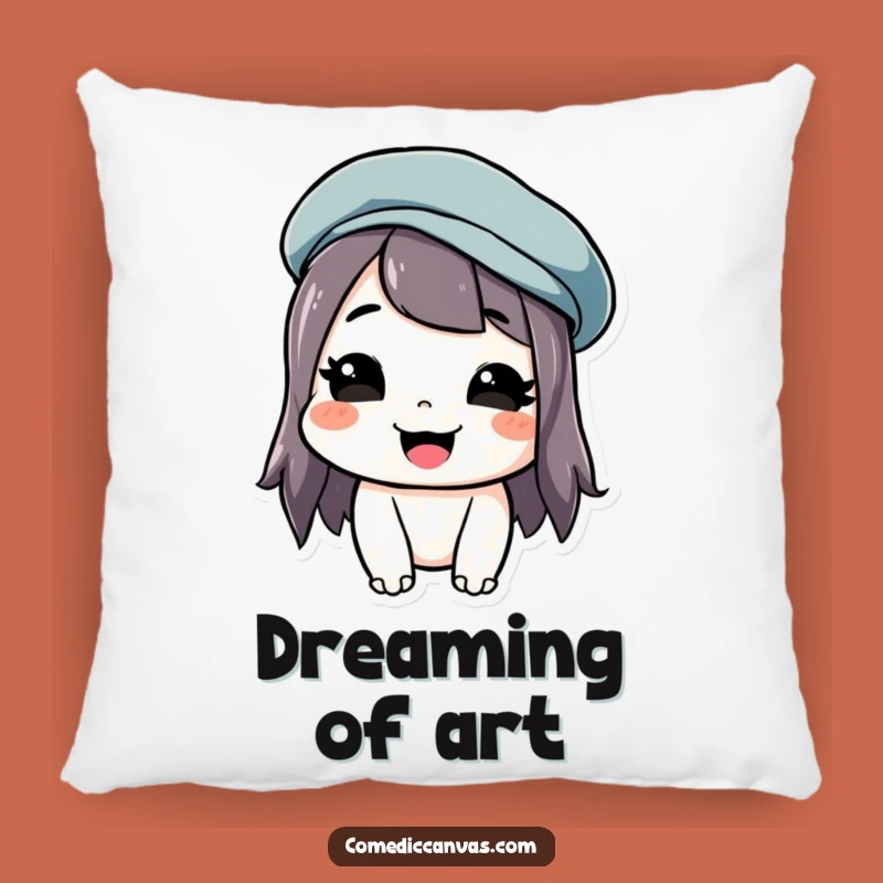 Funny Beret Grin Pillow: Cozy Artistic Comfort, Ideal Funny Gift