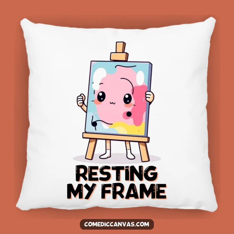 Funny Determined Easel Masterpiece Pillow - Soft, Comfy, Humorous Art Gift