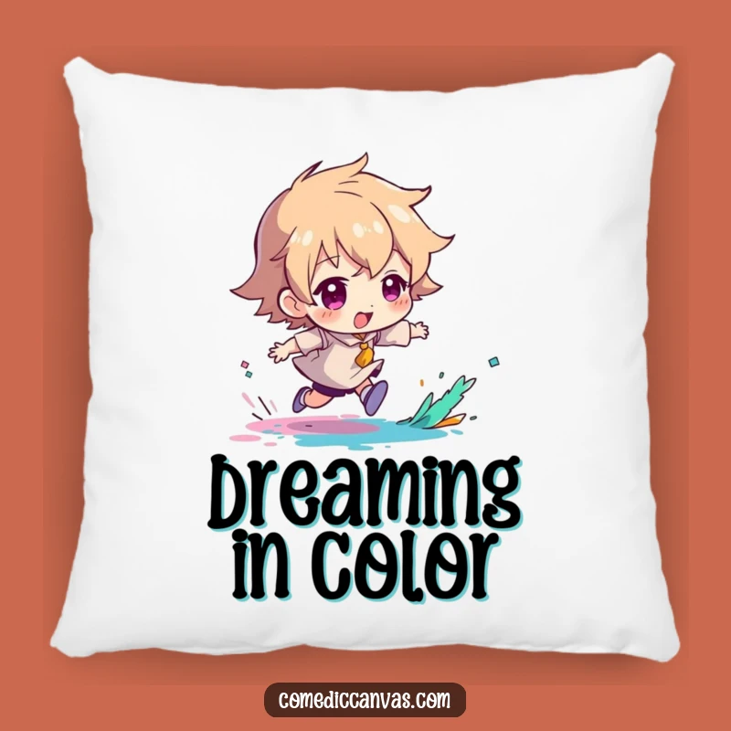 Funny Paint Splash Chase Pillow: Comfy Artistic Fun, Ideal Funny Gift