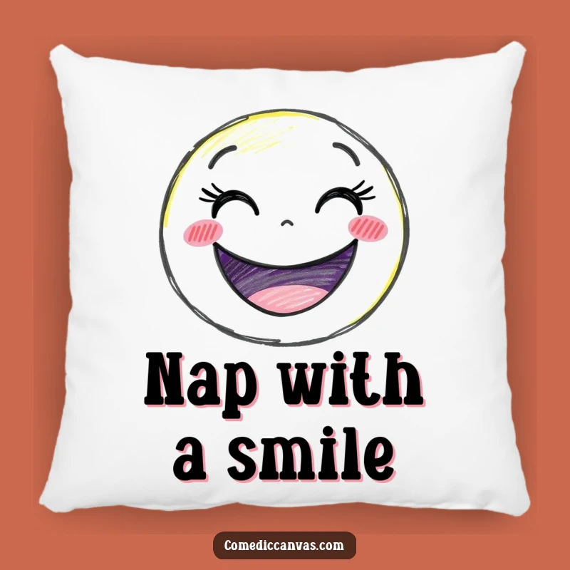 Funny Smiley Crayon Pillow - Cozy & Delighted Character Comfort