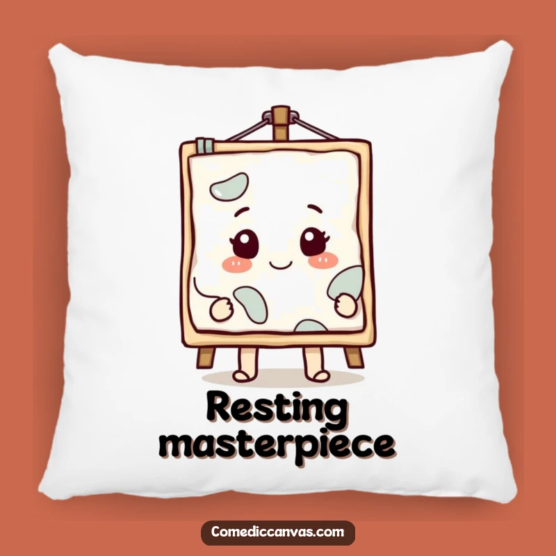 Funny Art Canvas Pillow - Smiling Character Comfort