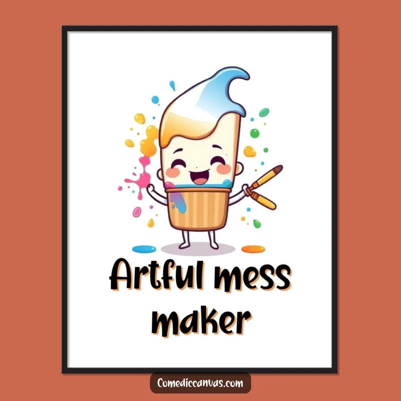 Funny Paint Splatter Digital Art - Cheerful Brush Character Download