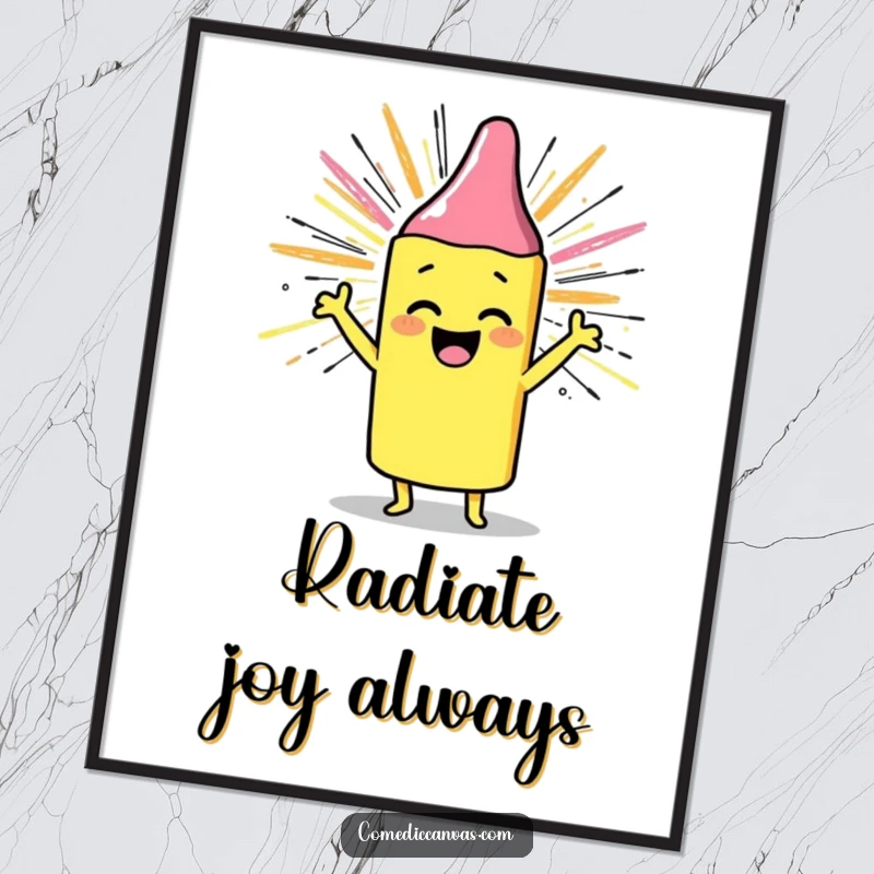 Funny digital art print of a cheerful crayon drawing a sunburst, ideal for instant download and happy decor, a funny gift.