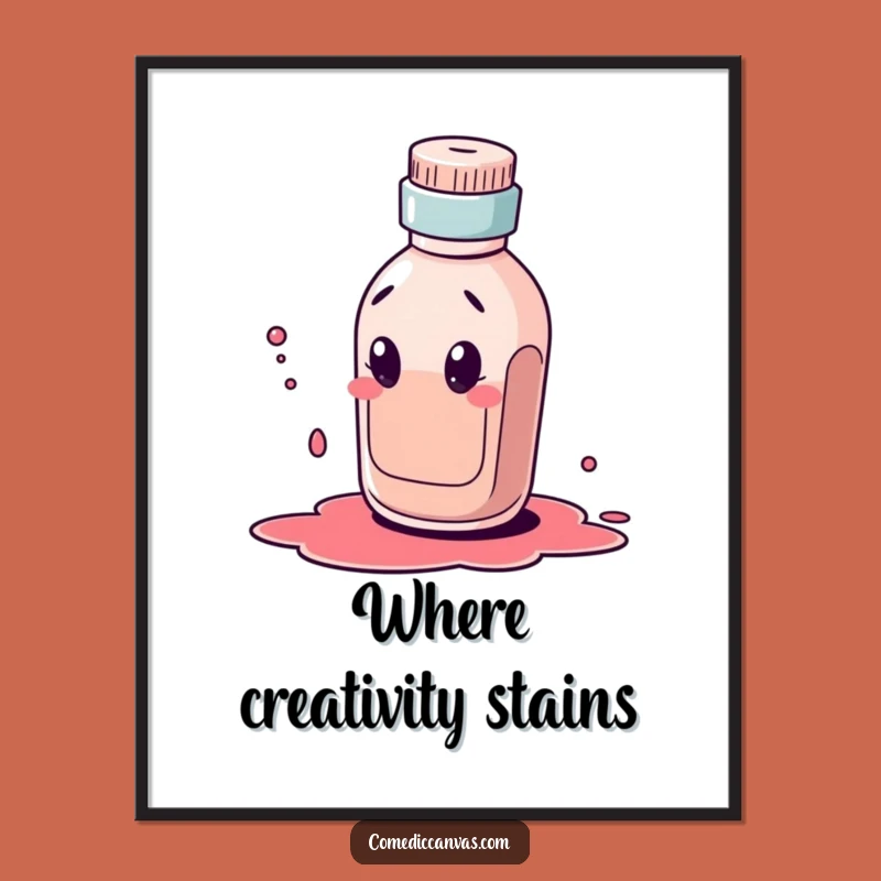 Funny Ink Bottle Character Digital Art: Artistic Mess for Your Walls