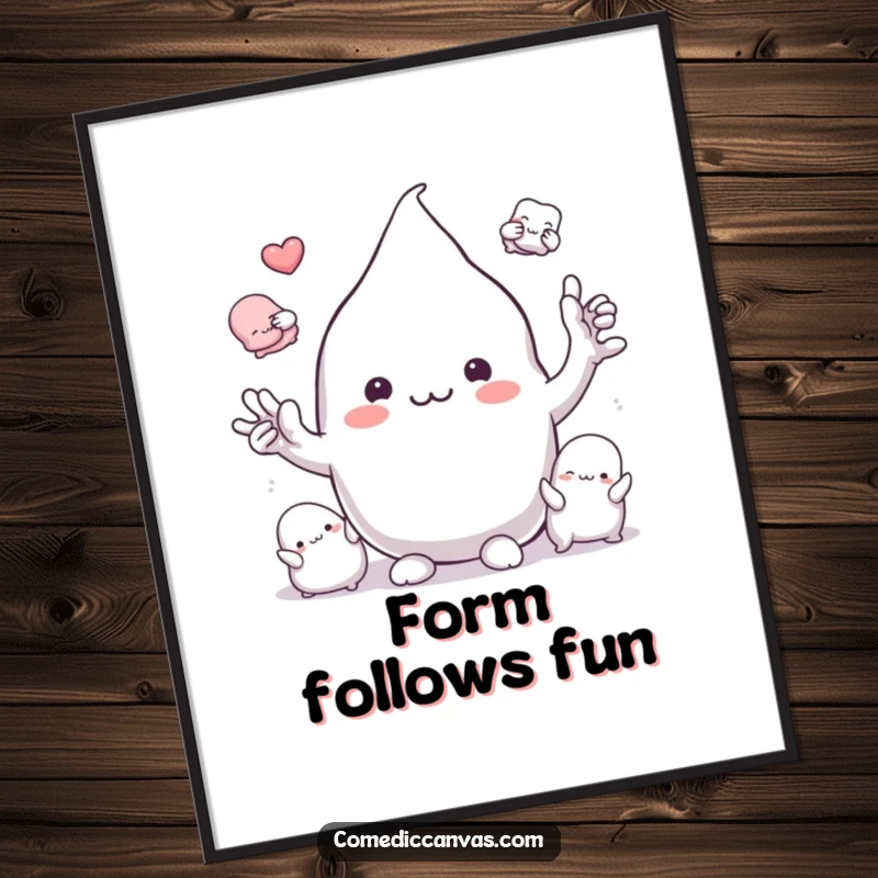 Funny playful clay blob character molding itself into various shapes, digital art print, humorous artistic illustration.