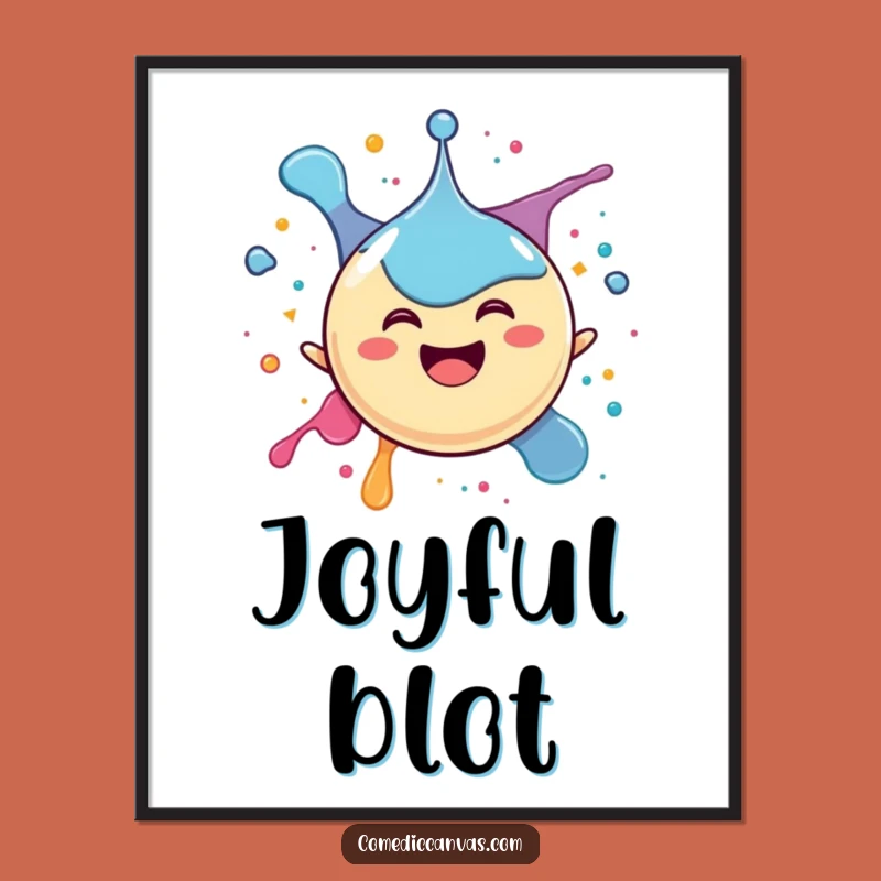 Funny Ink Splat Digital Print: Happy Drop Character's Joyous Funny Art