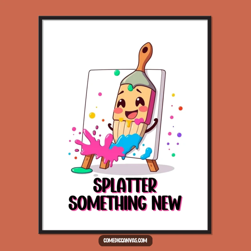 Funny Paintbrush Digital Art: Vibrant Splatter Print for Instant Art