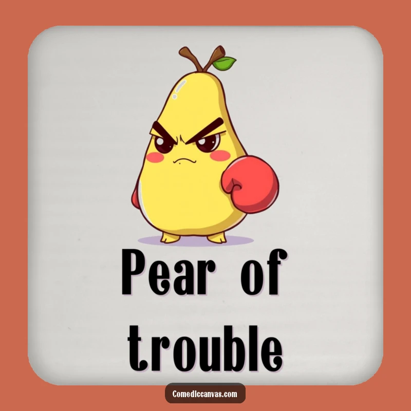 Funny Grumpy Pear Boxer Coaster: Protect Surfaces with Fierce Style
