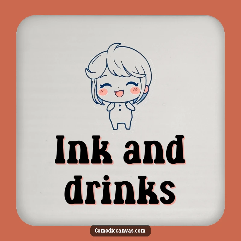 Funny Ink Pen Coaster Set: Joyful Artist Strokes, Protects Funny Gift