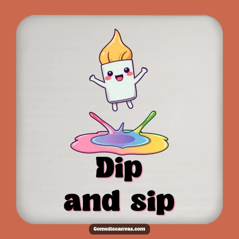 Funny Joyful Paintbrush Coaster - Hilarious Housewarming Gift