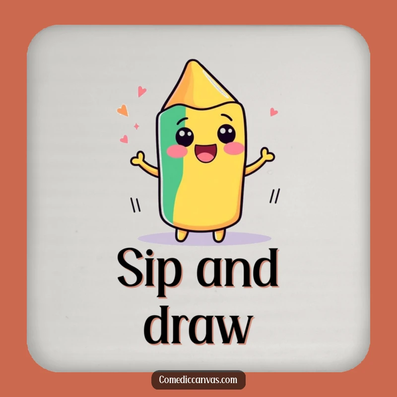 Funny Kawaii Crayon Coaster - Hilarious Housewarming Gift