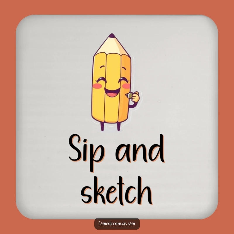 Funny Pencil Sketch Coaster Set - Protect Surfaces with Artistic Humor