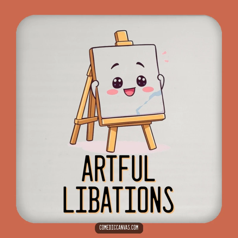 Funny Playful Easel Masterpiece Coaster, Tiny Artist Gift
