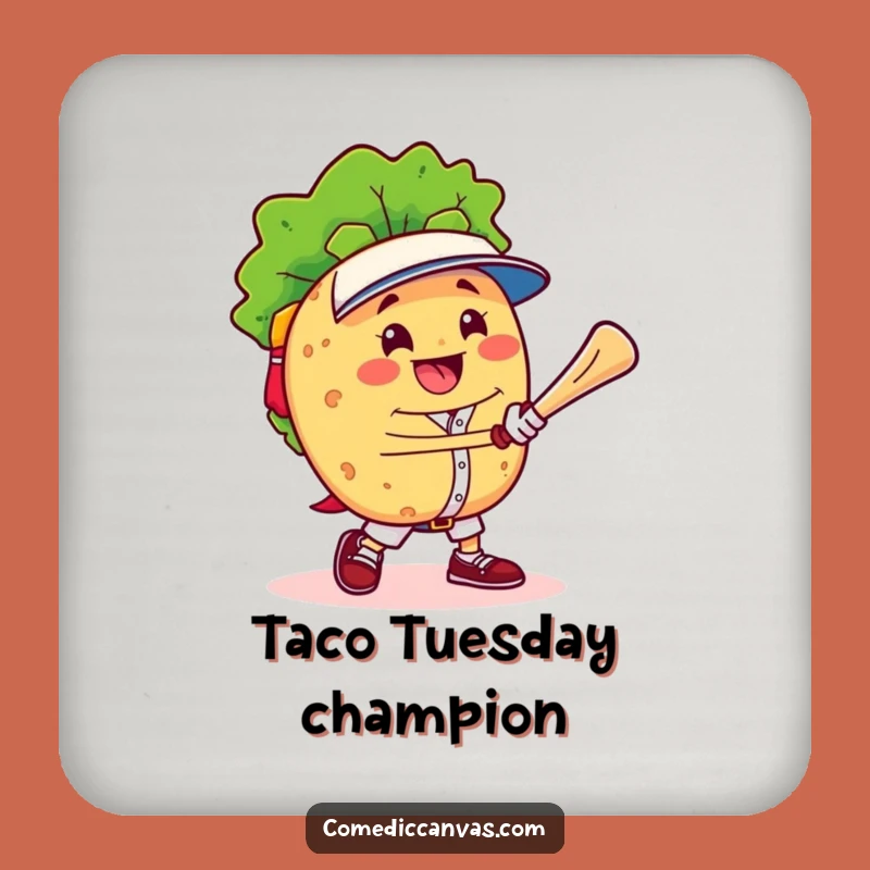Funny Taco Baseball Champion Coaster Protect Surfaces with Flavor
