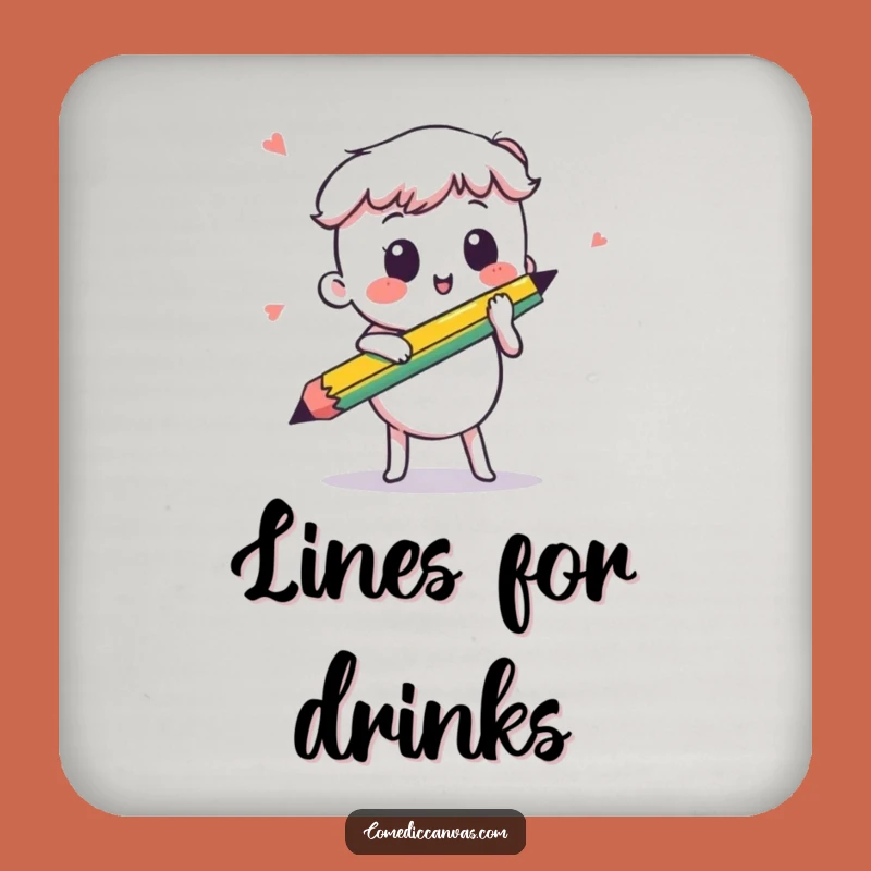 Funny Kawaii Pencil Drink Coaster: Artful Protection - Hilarious Funny Gift!