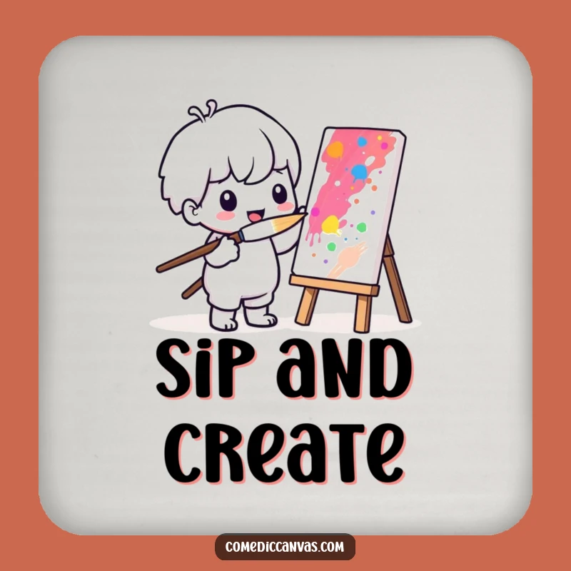 Funny Kawaii Painter Coaster: Protect Surfaces with Art, Essential Funny Gift