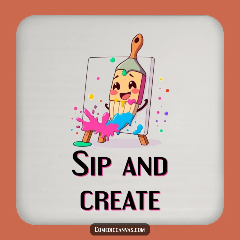 Funny Paintbrush Coaster: Vibrant Protection for Your Art Space