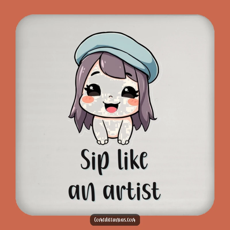 Funny Beret Grin Coaster: Artistic Surface Protection, Ideal Funny Gift
