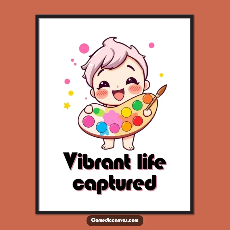 Funny Giggling Paint Palette Poster - Vibrant, Humorous Wall Art Gift