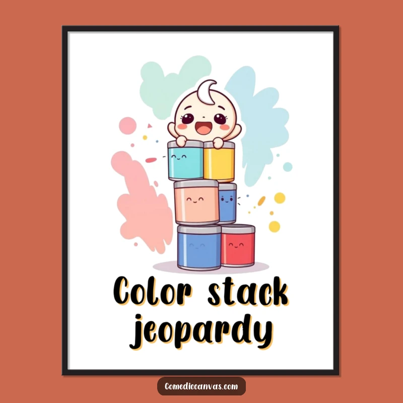 Funny Paint Can Balance Poster: Artful Risk, Hilarious Wall Decor Funny Gift