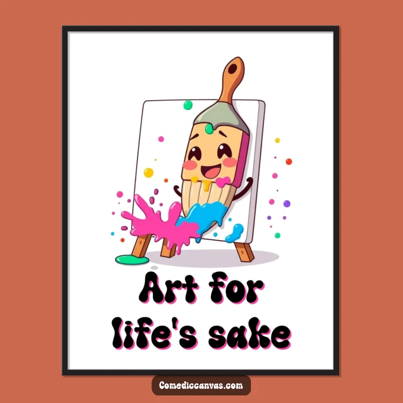 Funny Paintbrush Splatter Poster: Vibrant Art Print for Creative Spaces