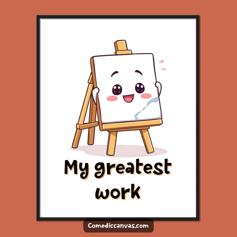 Funny Playful Easel Masterpiece Poster, Quirky Art Decor