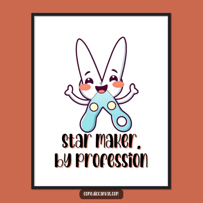 Funny Scissors Star Poster: Cheerful Character Art for Inspiring Walls and Happy Spaces