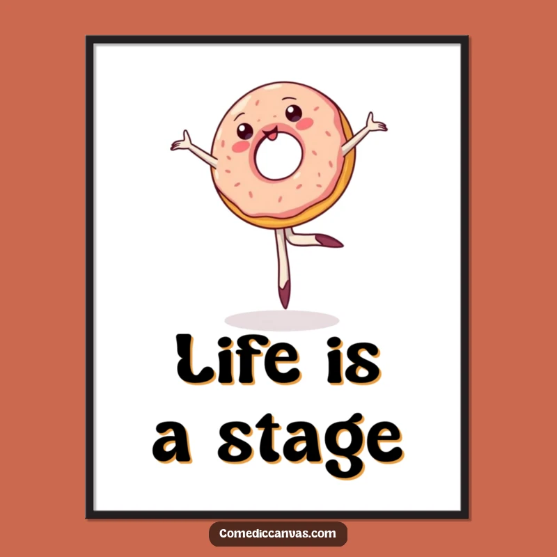 Funny Donut Ballet Poster: Playful Pirouette Pastry Art for Walls