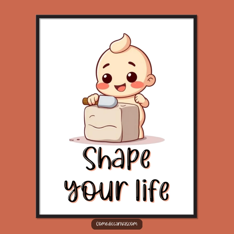 Funny Chisel Art Poster: Sculptural Humor for Your Creative Space Decor