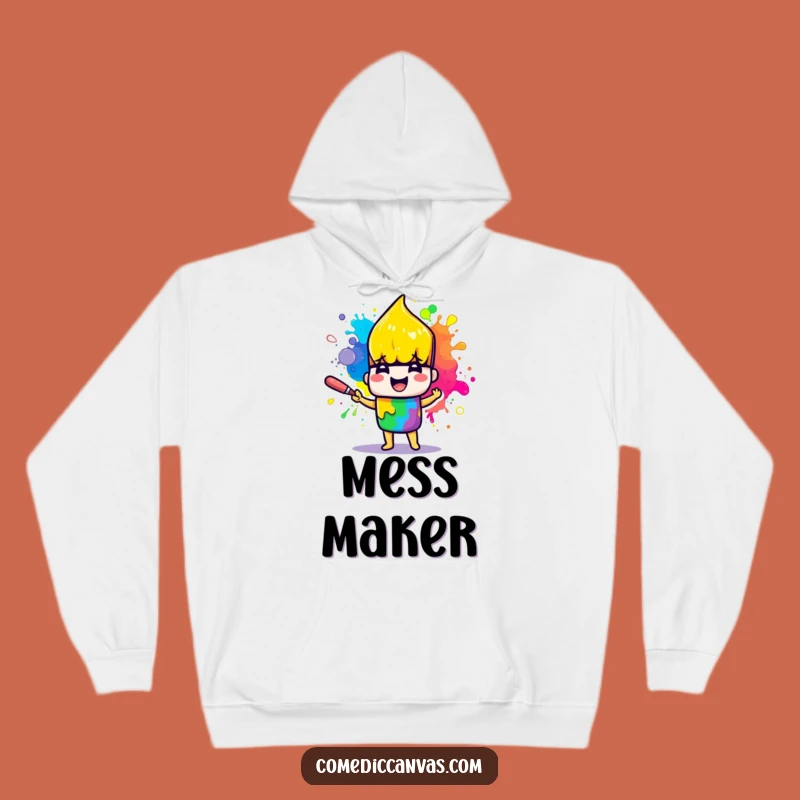 Cozy Funny Paintbrush Hoodie: Stay Warm and Artistic with Rainbow Splatter Designs