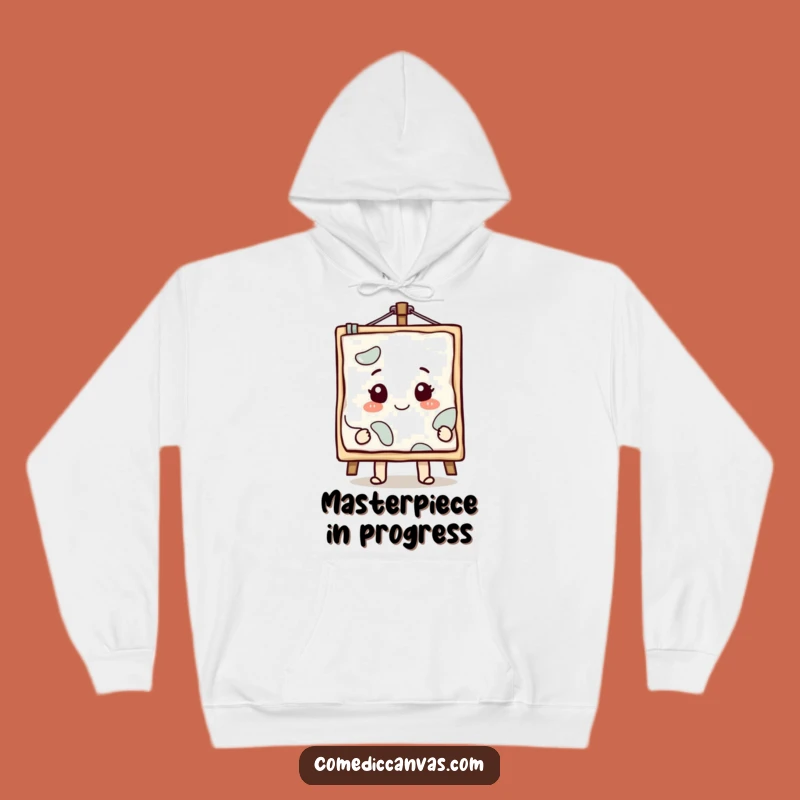 Funny Art Canvas Hoodie - Smiling Character Comfort Gift