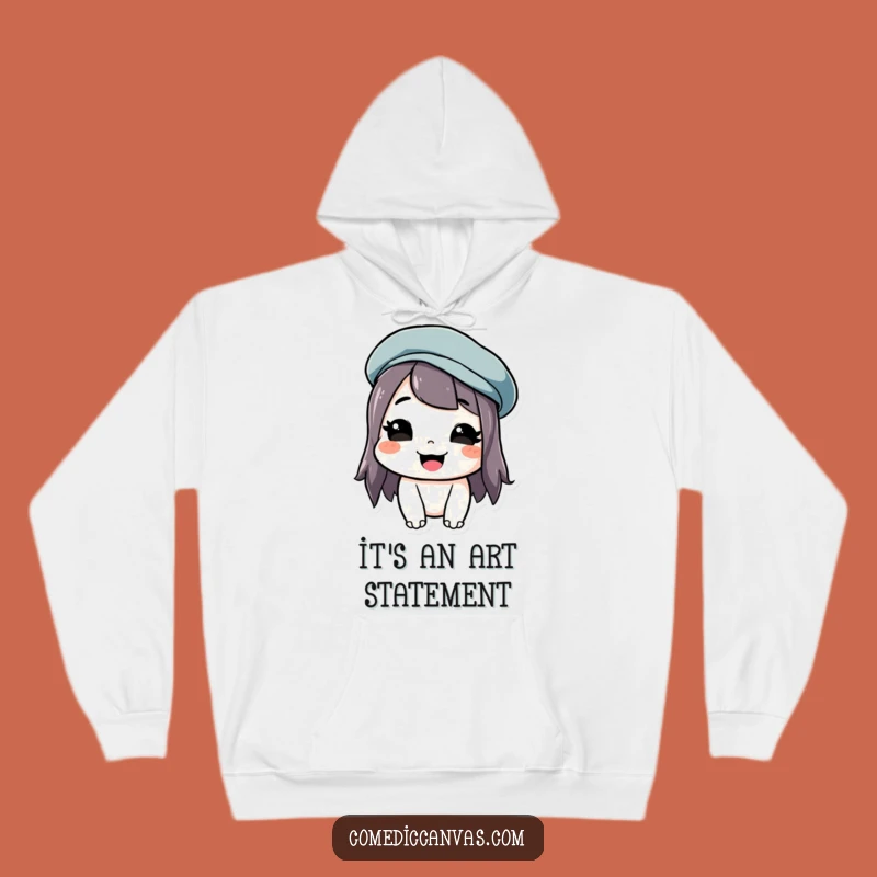 Cozy Funny Beret Grin Hoodie: Artistic Comfort, Great Funny Gift