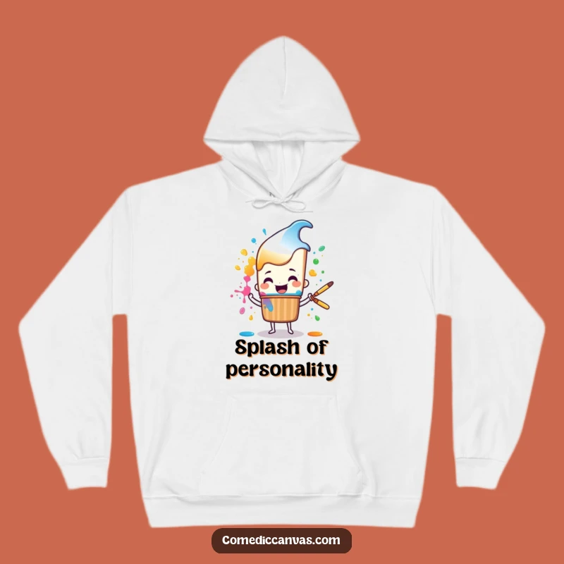 Funny Art Splatter Hoodie - Cheerful Brush Character Comfort Gift