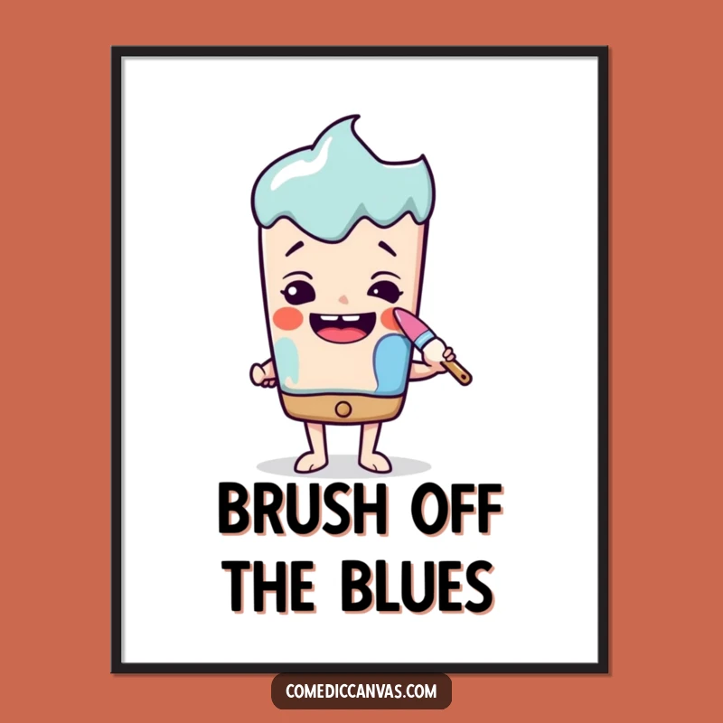 Funny Printable Wall Art: Paintbrush Paints Smile Art, Inspiring Downloadable Decor Gift