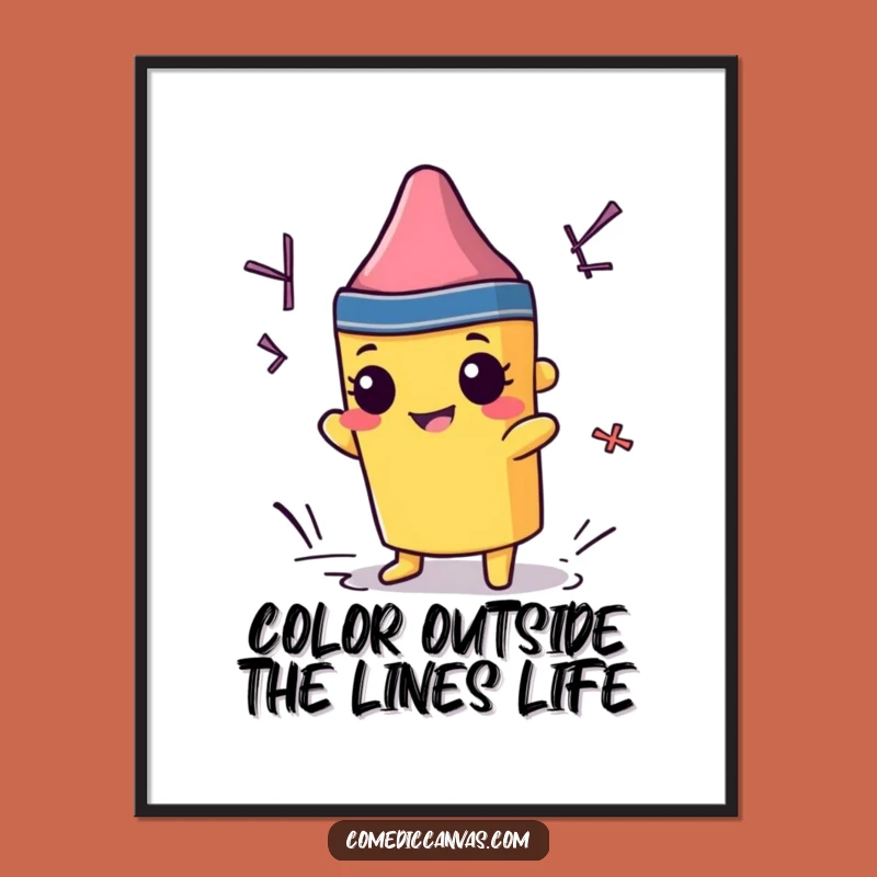 Free Printable Wall Art: Mischievous Crayon Coloring Outside Lines Humorous Downloadable Decor