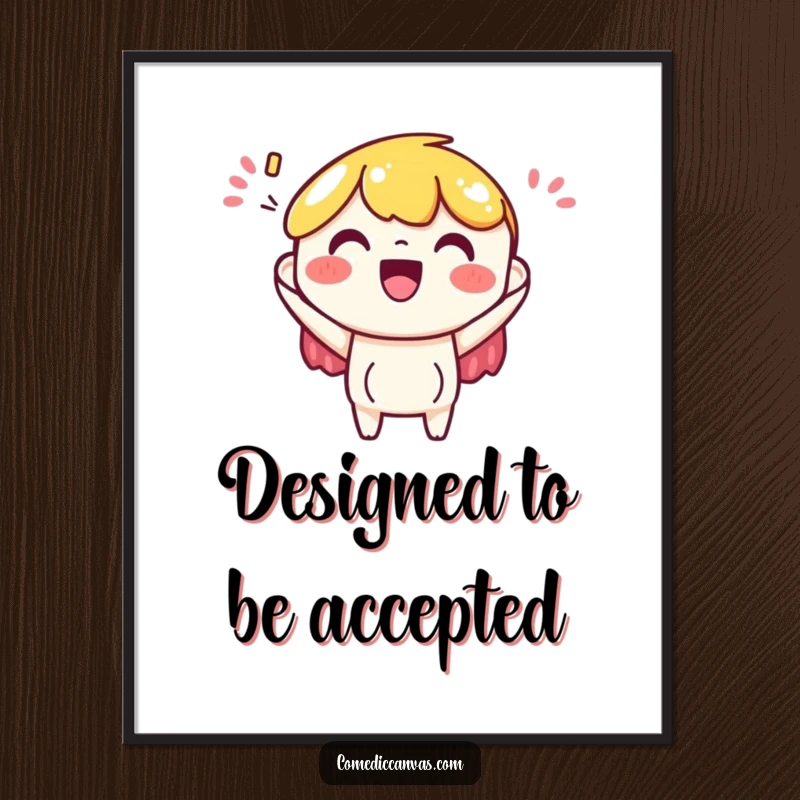 Funny Free Printable Wall Art: A cheerful art paper character joyfully accepts a vibrant, abstract colorful design with delight.
