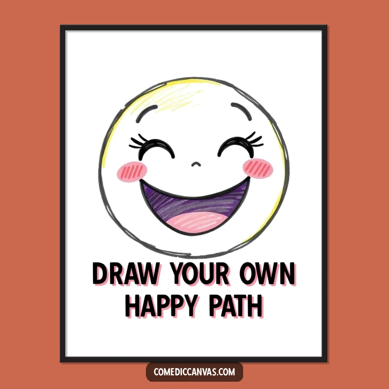 Happy Free Printable Wall Art: Crayon Smiley Face, Joyful Downloadable Decor